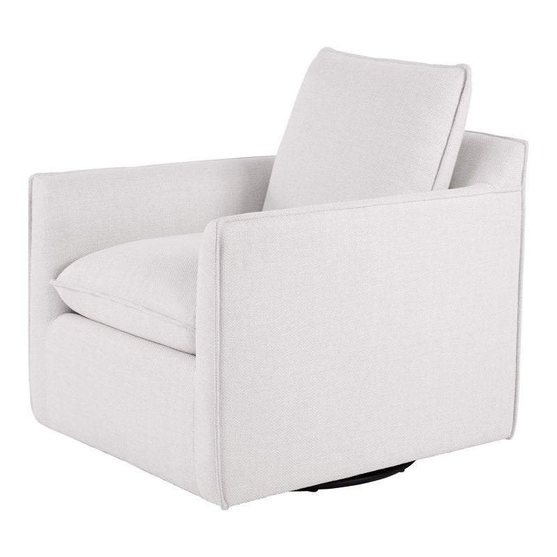 Swivel Accent Chair - Cream Linen Fabric, 360-Degree Rotation
