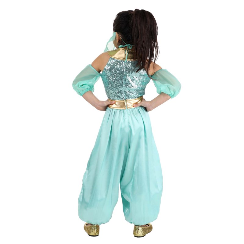 Toddler Mystical Genie Costume 4T - Seafoam Green Jumpsuit with Sequin Bodice & Face Mask