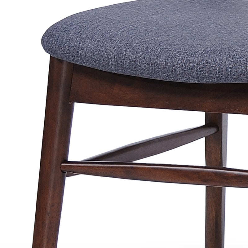 Mid-Century Charcoal Fabric and Oak Walnut Dining Set - Seats 4