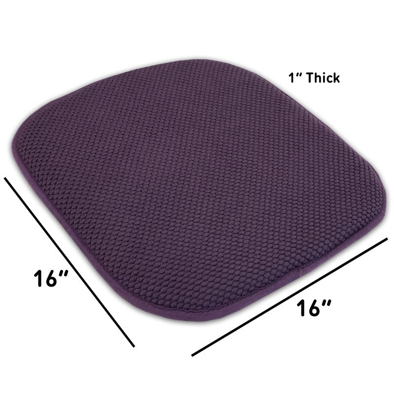 Memory Foam Chair Pad - Non-Slip Back 16" x 16" - Eggplant, 6-Pack