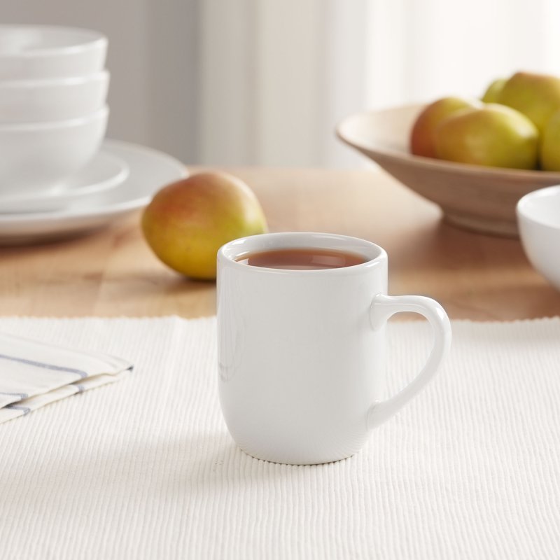12 Oz Glazed White Stoneware Mug - 6 Pack