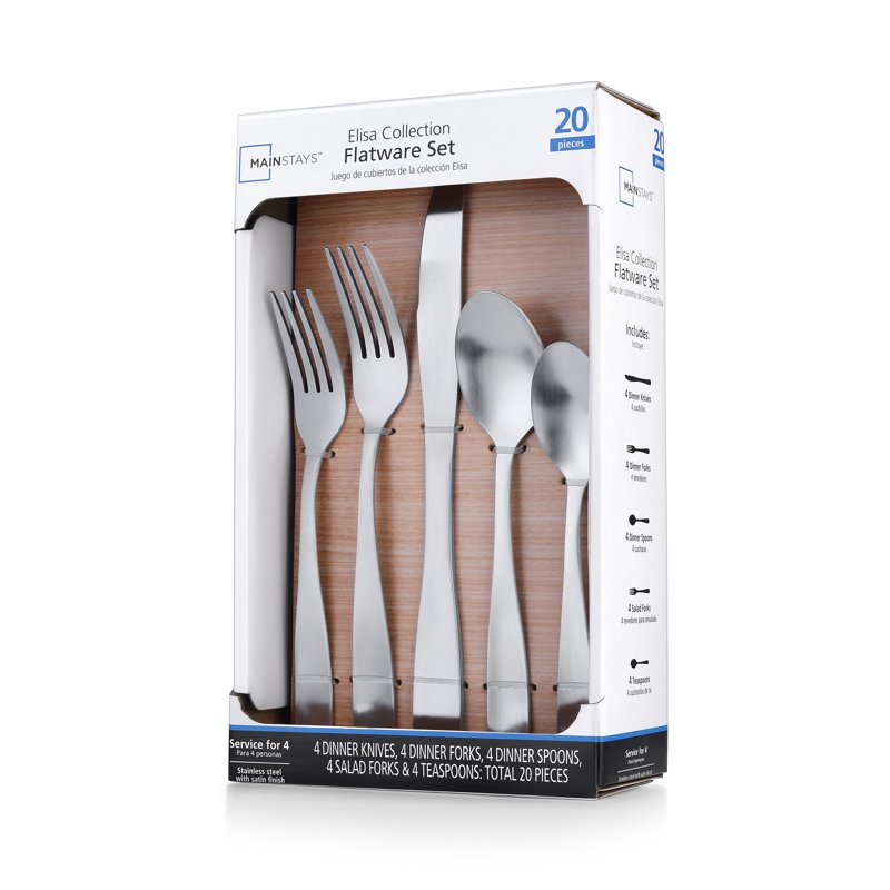 Elisa 20-Piece Flatware Set - Silver Matte Finish, Service for 4
