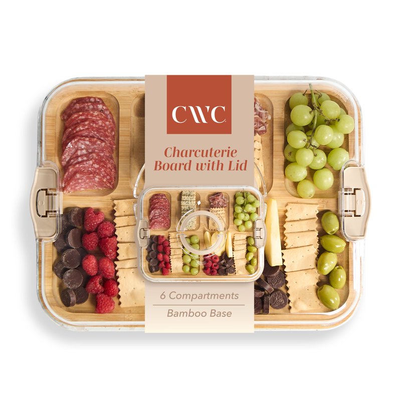 Rectangular Bamboo Cutting Board with Locking Lid - Eco-Friendly Serving & Prep Board