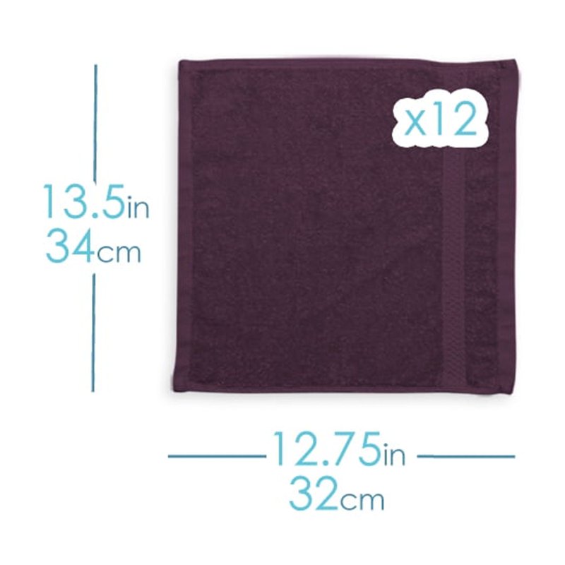Purple Bath Towels Set - 2 Bath, 2 Hand Towels & 6 Washcloths, 100% Cotton, Luxury Softness