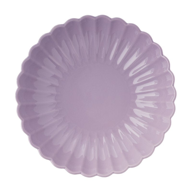 11-Inch Stoneware Serving Bowl - Purple Scalloped Design