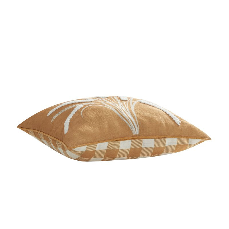 2 Pack Fall Reversible Decorative Pillow 18x18 Yellow Wheat Gingham