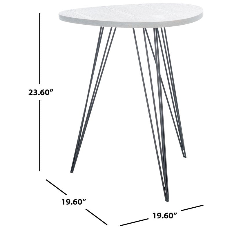 Retro Mid-Century Side Table - Grey Wood Top & Black Legs