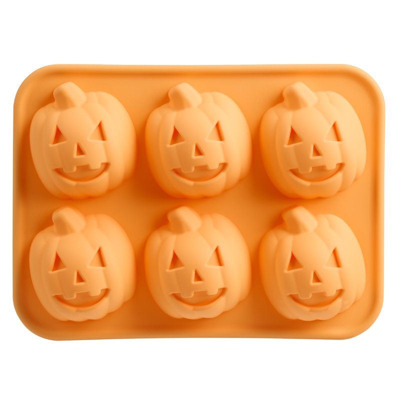 Silicone Jack-O'-Lantern Cakelet Pan 6 Cavities Halloween Bakeware