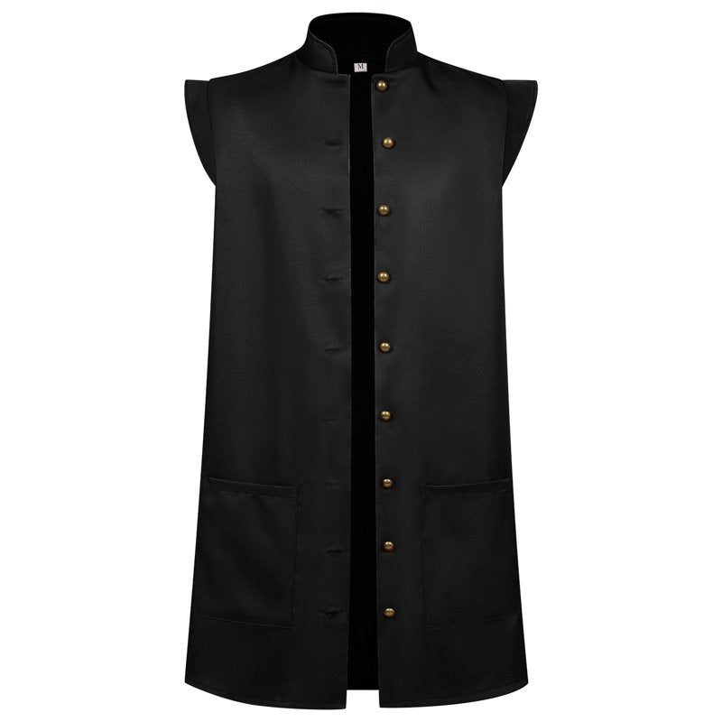 Men's Sleeveless Pirate Jacket Halloween Costume 2XL Black