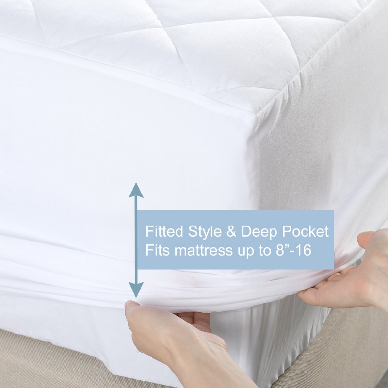 Queen Quilted Mattress Pad - Microfiber Comfort Fitted Cover