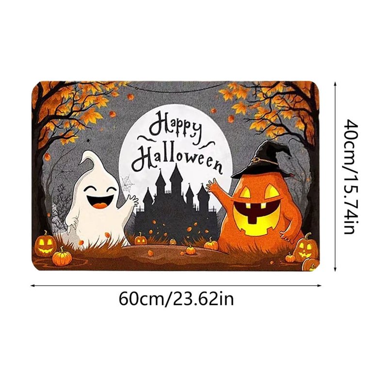 Halloween Doormat Ghost Mat - Soft Imitation Pashm Floor Rug with Secure Grip - Variation 22_Halloween Doormat_V