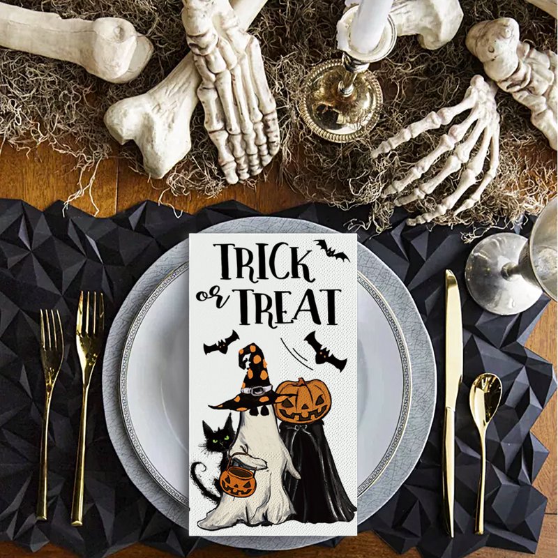 Halloween Paper Napkins 100PCS Jack O-Lantern Bats Black Cat Trick or Treat - TypeL