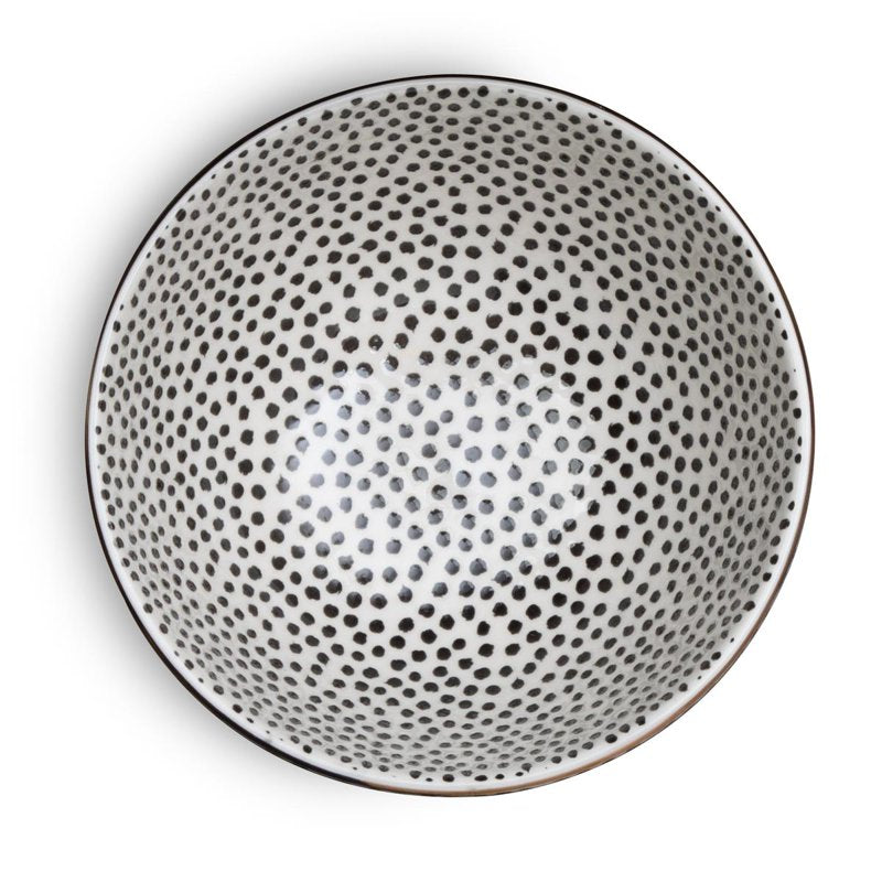 Dot Ceramic Bowls - Black & White, 2 Pack