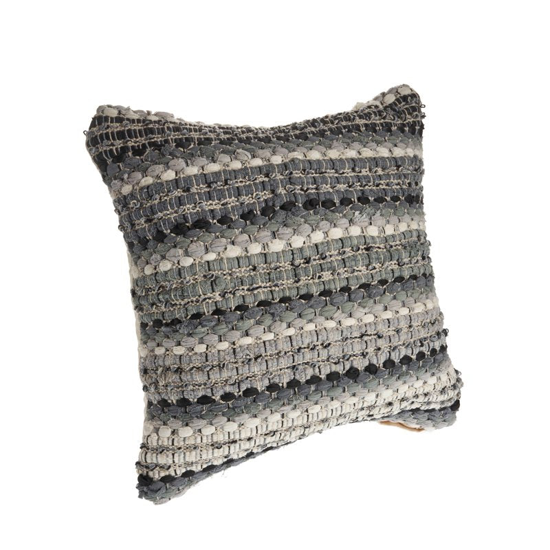 Black/Gray Striped Cotton Blend Throw Pillow - 18x18 Inch Adult Decor - Variation of THIS listing