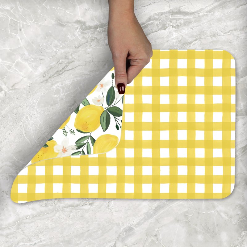 Reversible Lemons on the Vine Plastic Placemats - 4 Pack