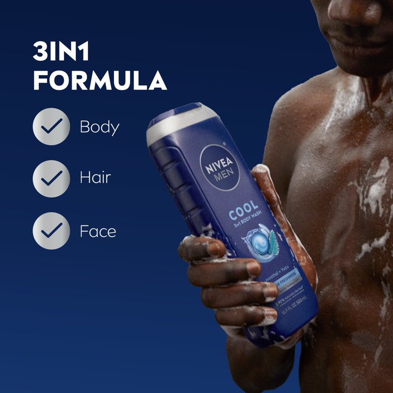 3-in-1 Body Wash for Men with Menthol & Yuzu Scent - 16.9 fl oz