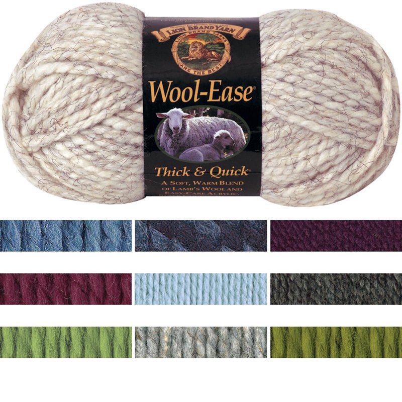 Blue Wool Ease Thick & Quick Yarn - Super Bulky Acrylic & Wool Blend, 87 Yards