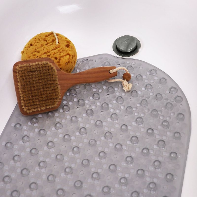 Mainstays Oval Bubble Bathtub Mat - Charcoal, 15.25 x 27 inches - Non-Slip Bathroom Accessory