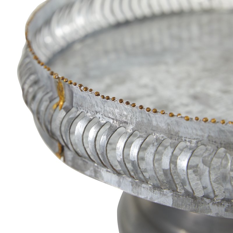 Gray Metal Galvanized Cake Stand Set - 12" & 16" - 2-Pieces