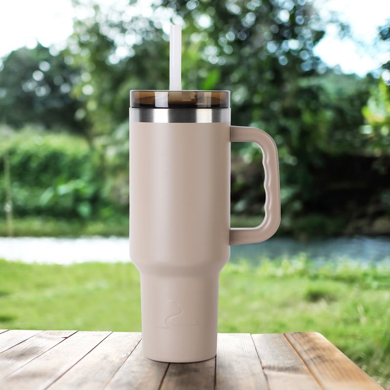 40 oz Stainless Steel Insulated Tumbler with Handle - Tan