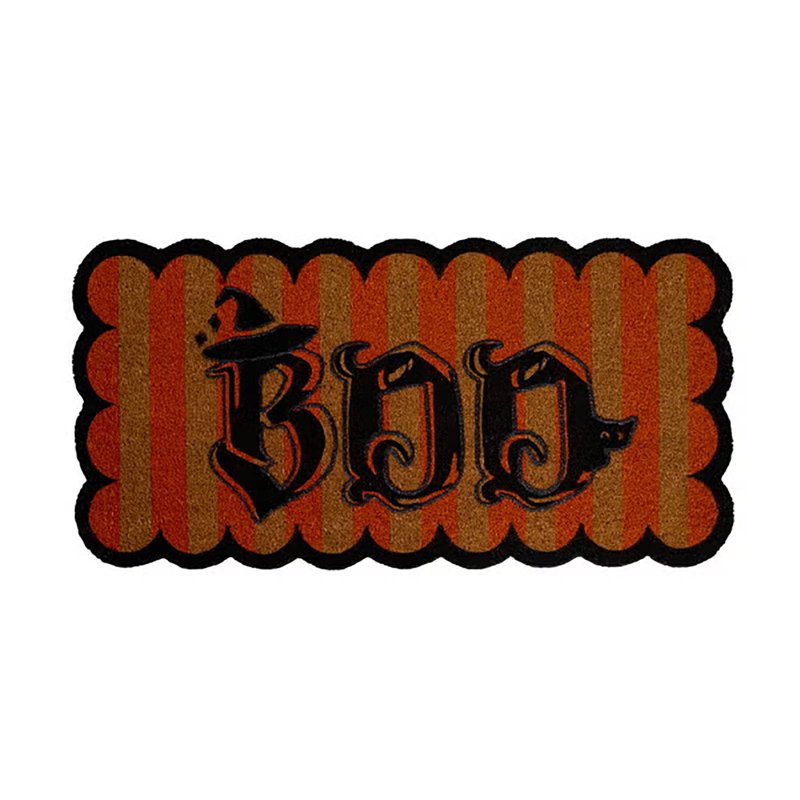 Halloween Door Mat with Witch Hat Boo Print, Durable Welcome Rug for Front Porch - Variation B3