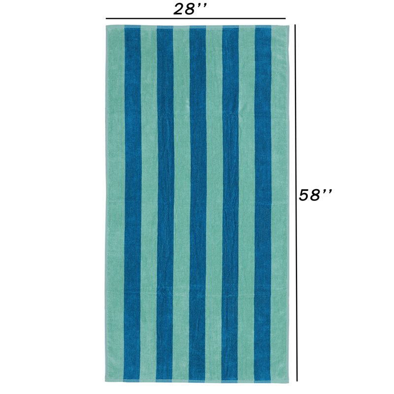 Mainstays Cabana Stripe Cotton Blend Beach Towel - Teal & Green, 58 x 28 Inches, Set of 2