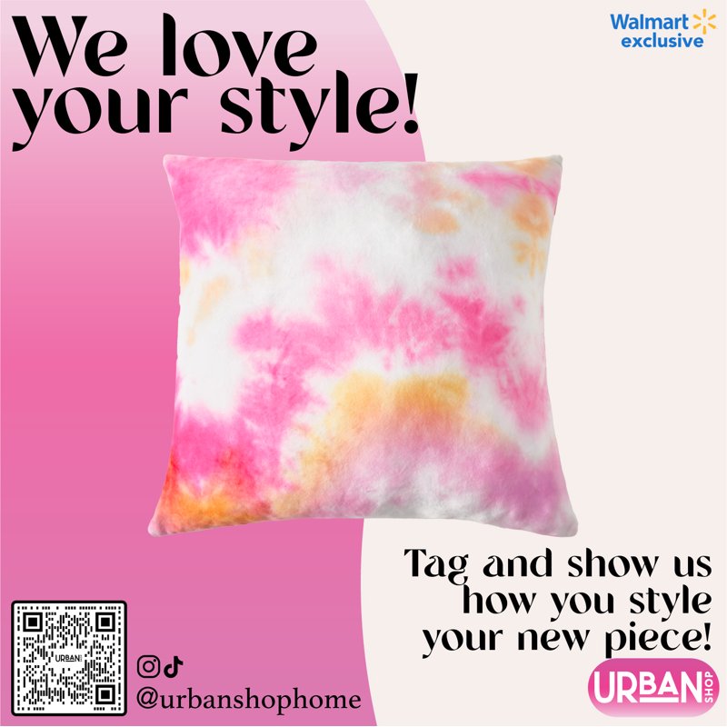 Decorative Tie Dye Squishy Pillow - 18x18 Inch Boho Cushion - Variation 1