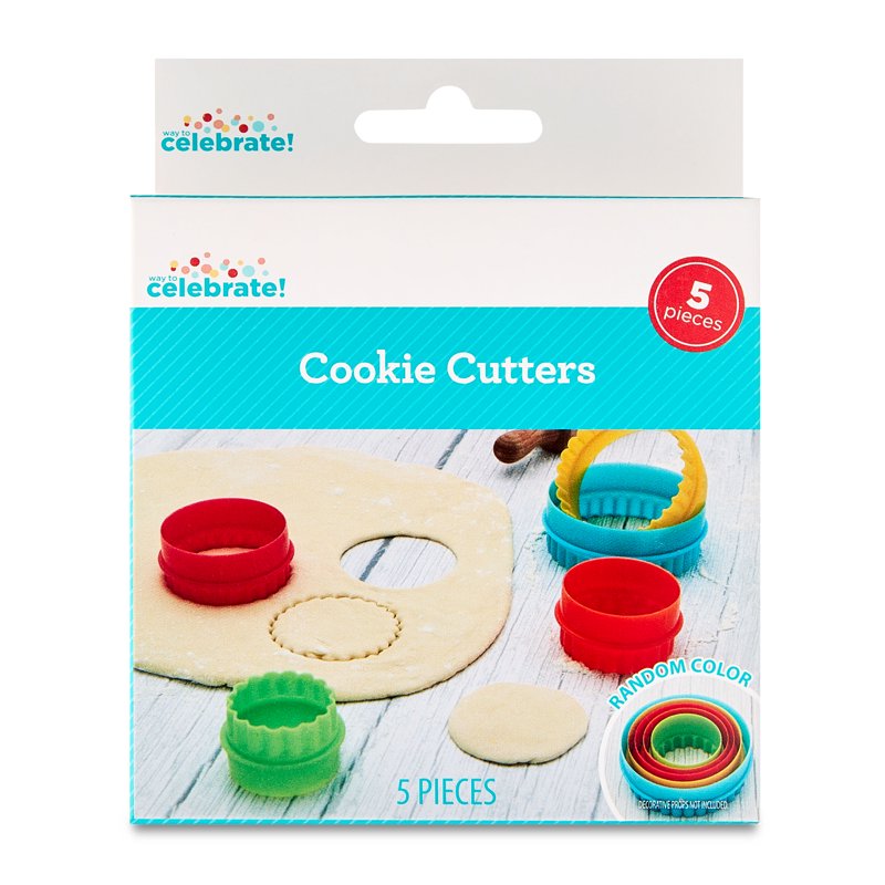 Double-Sided Round Plastic Cookie Cutter Set - 5 Pieces