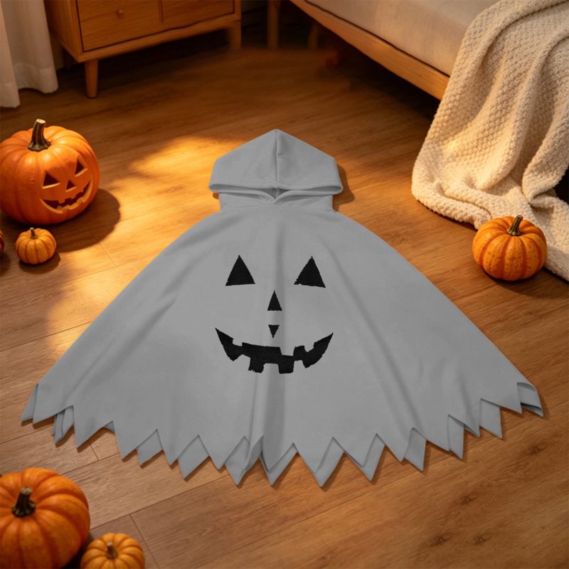 Kids Ghostface Hooded Costume Cape for Halloween - Grey, 3-4 Years