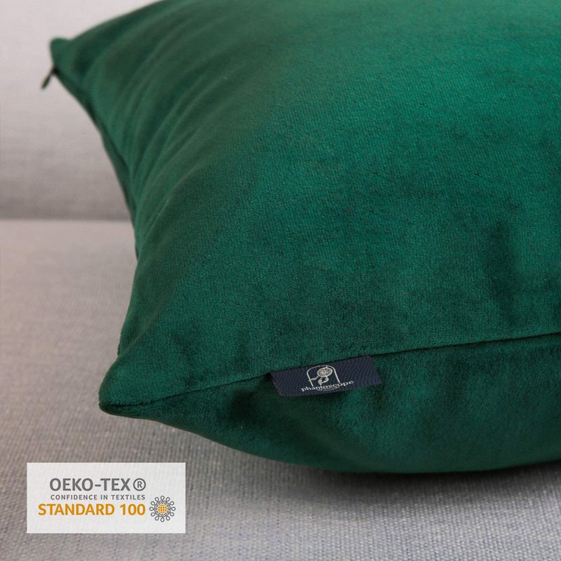20x20 Inch Dark Green Velvet Decorative Throw Pillow Pair - Soft & Silky