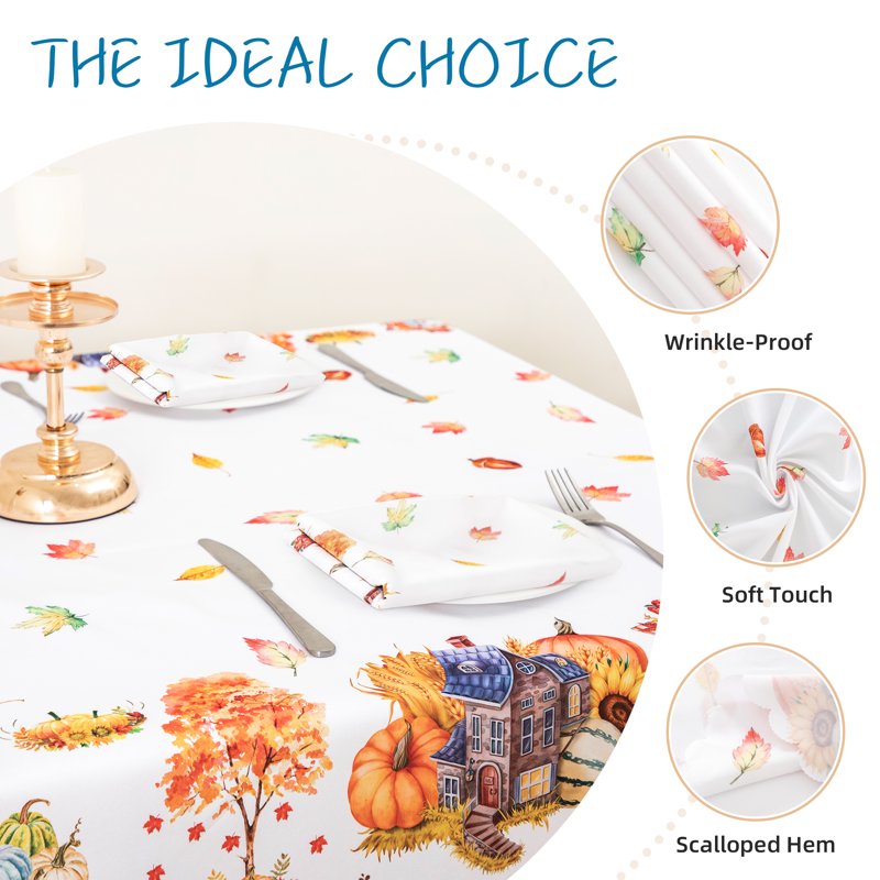 Christmas Table Cloth - 52" x 70" Yellow and Red - Heavy Duty Polyester