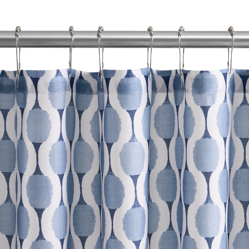 Blue Fabric Shower Curtain - 72x72 Inches Modern Geometric Design