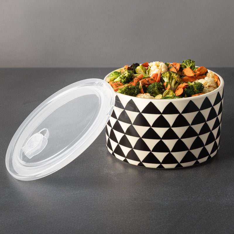 4-Piece Round Ceramic Baking Dish Set with Lids - Medallion