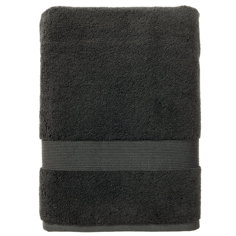 6-Piece Solid Cotton Towel Set - Rich Black, Soft & Absorbent