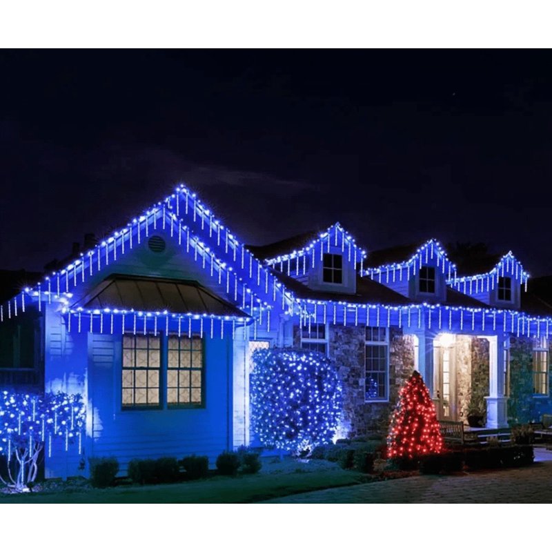 Blue Christmas Icicle String Lights - 20 Inch, 10 Tubes, 540 LEDs Outdoor Decor