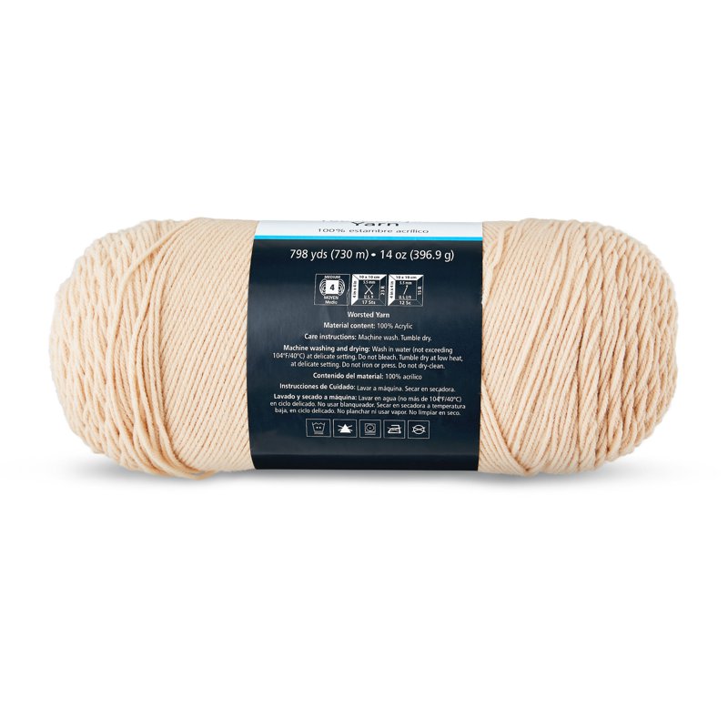 Medium Acrylic Yarn 14 oz 798 Yards - Buff Color for Knitting & Crochet