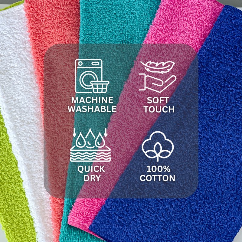 Mainstays 18-Pack White Cotton Washcloths - Blue Atoll Variation