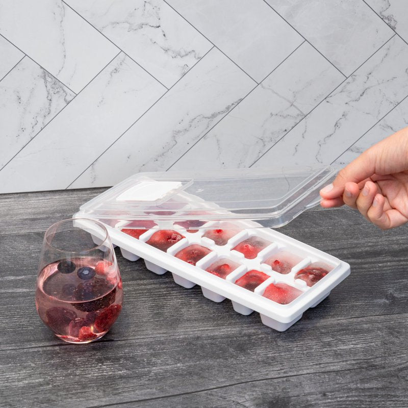 Ice Cube Tray with 14 Molds and Removable Lid - Single