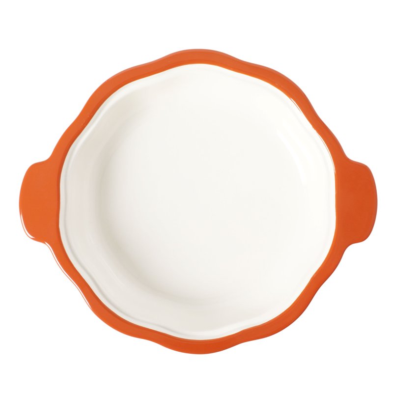 10-Inch Orange Pumpkin Pie Dish with Lid - Ceramic Bakeware