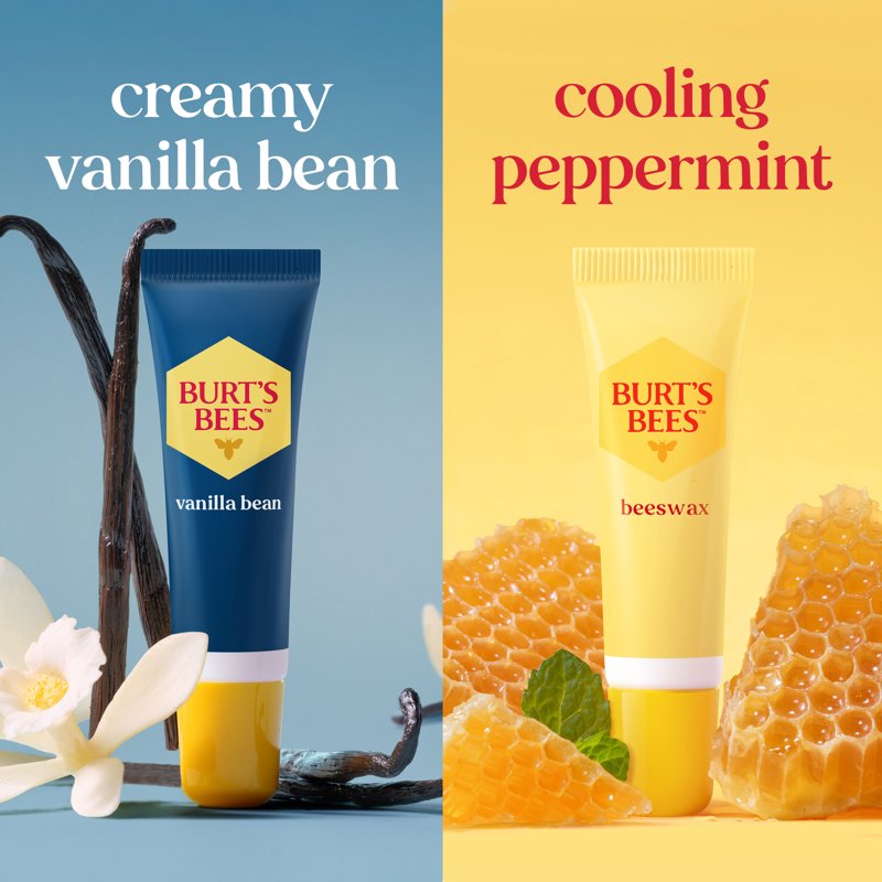 24-Hour Hydrating Natural Beeswax Lip Balm - Vanilla Bean & Peppermint Duo