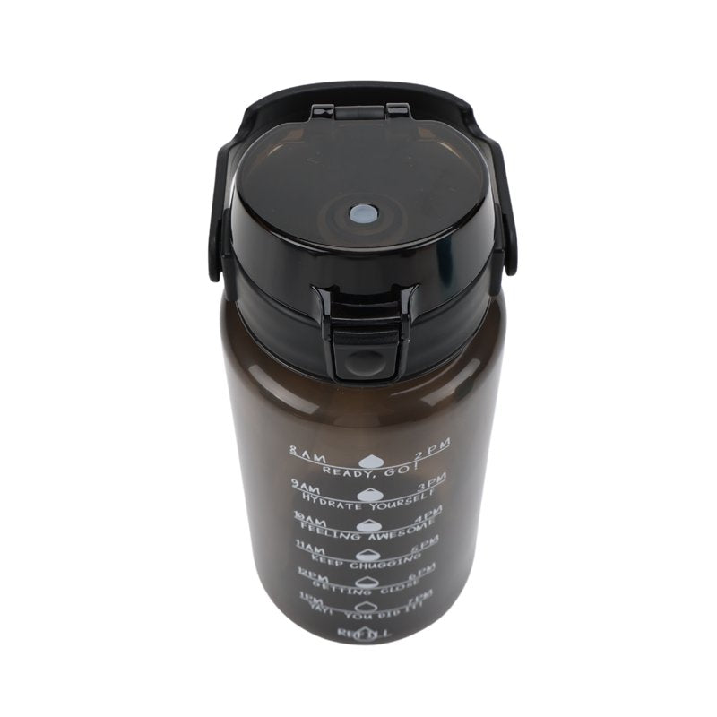 48 oz Black Plastic Water Bottle with Handle & Phone Holder