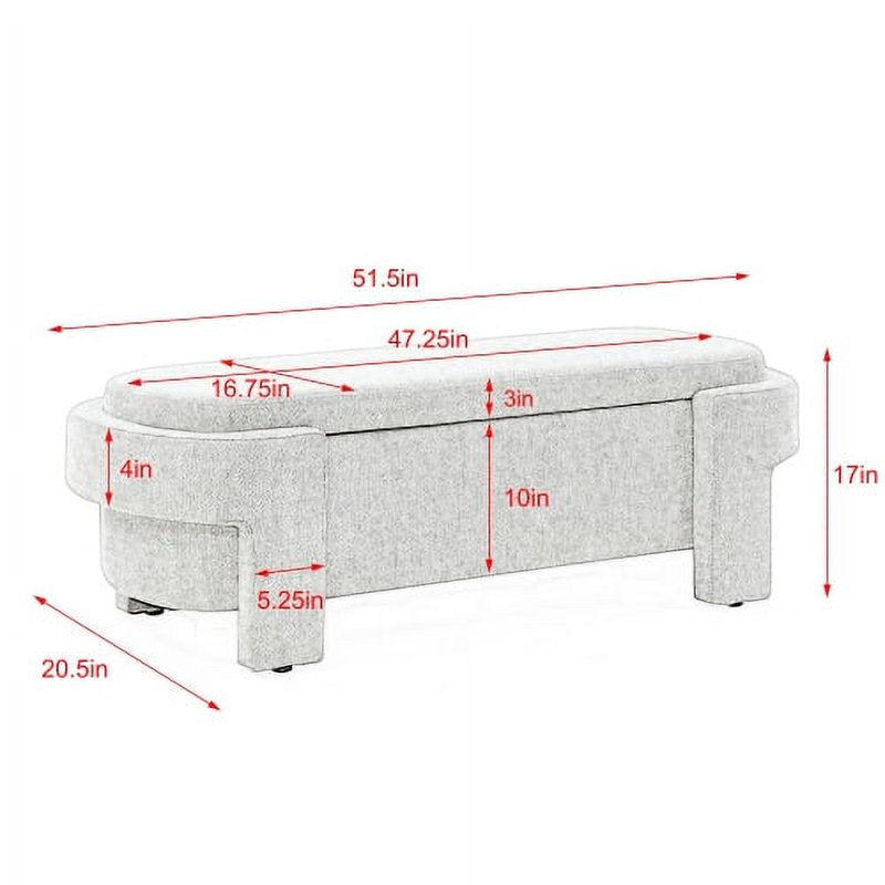 Large Storage Ottoman Bench with Hidden Compartment - 51.5"