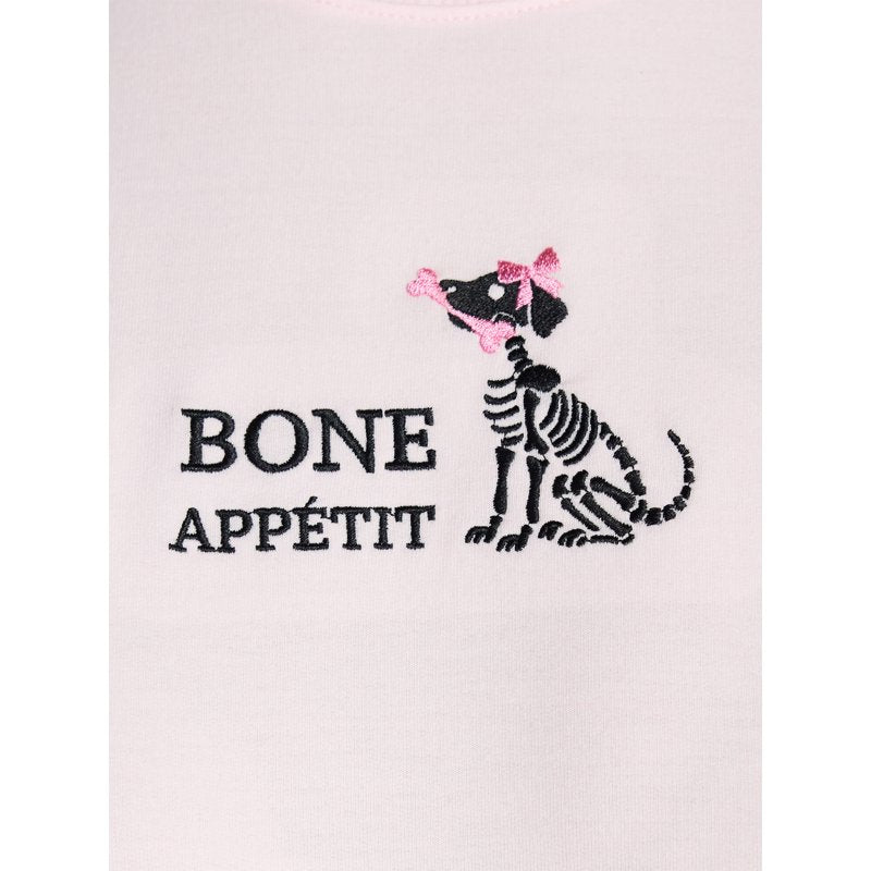 Pink XL Women's Halloween Fall Lounge Sleep Top with Embroidery & Chenille