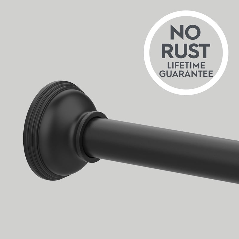 Adjustable Tension Shower Curtain Rod - Rustproof Aluminum, Matte Black, 43-72 Inches