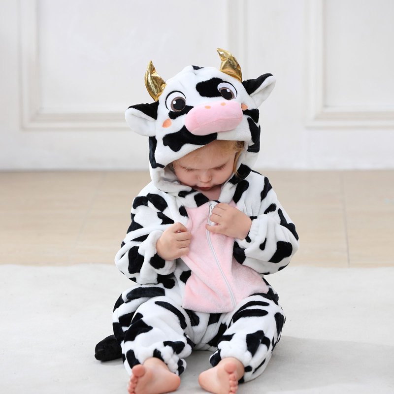 Toddler Boys Long Sleeve Hooded Animal Jumpsuit Halloween Costume - White, 2-3 Years