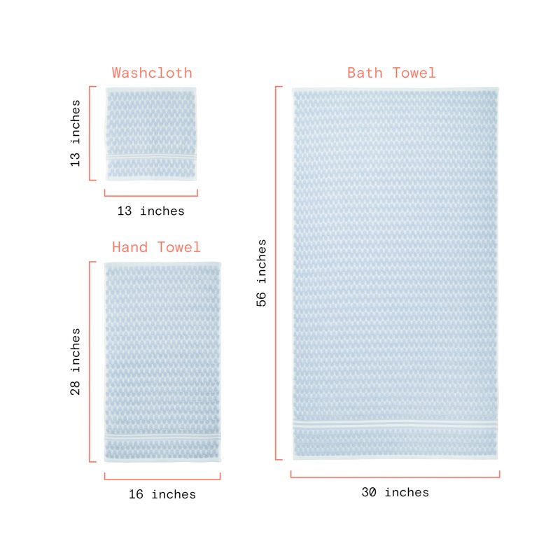 Hydrangea 6-Piece Staggered Tile Cotton Bath Towel Set - Beautiful by Drew Barrymore