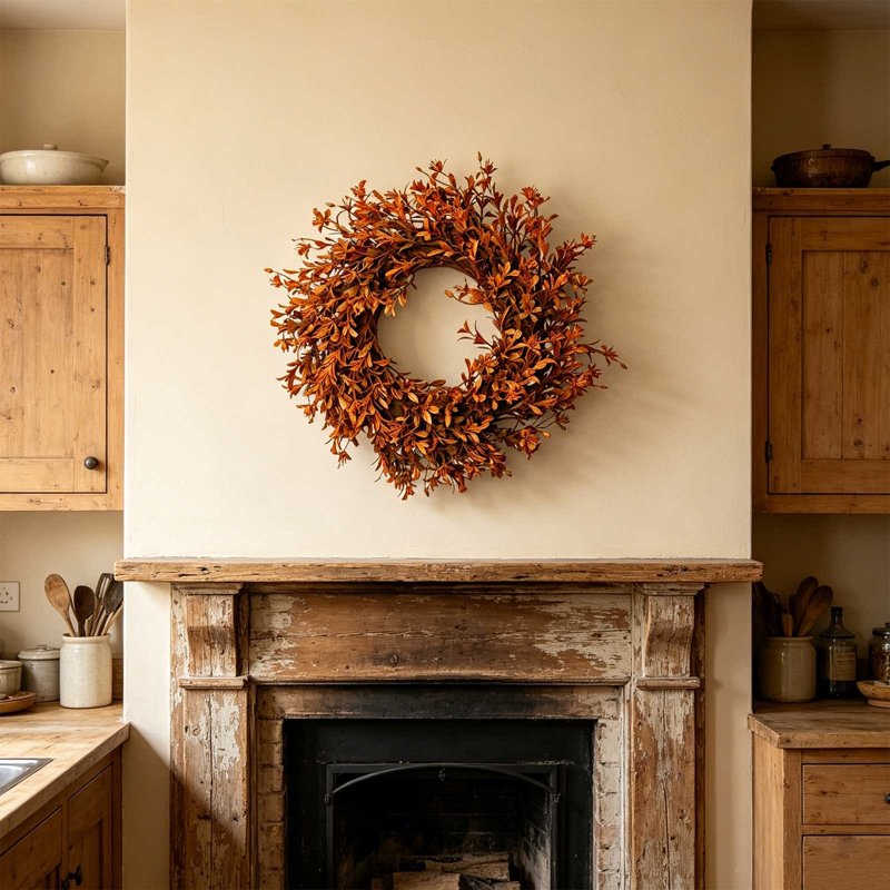 Halloween Thanksgiving Garland with Orange Artificial Plants Indoor Outdoor Decor