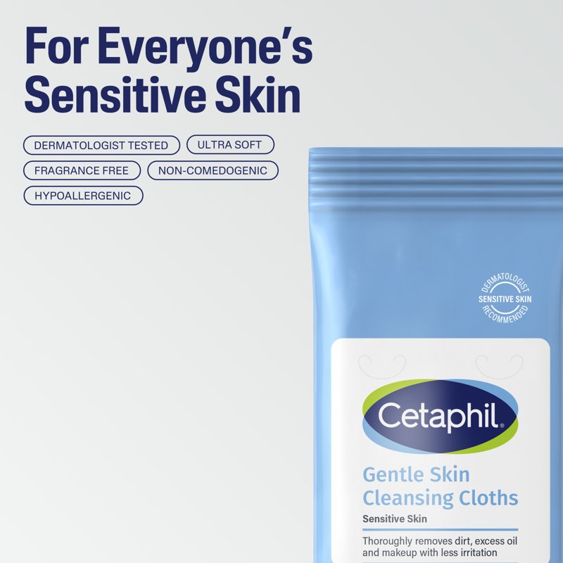 Gentle Skin Cleansing Cloths - Fragrance-Free Face and Body Wipes