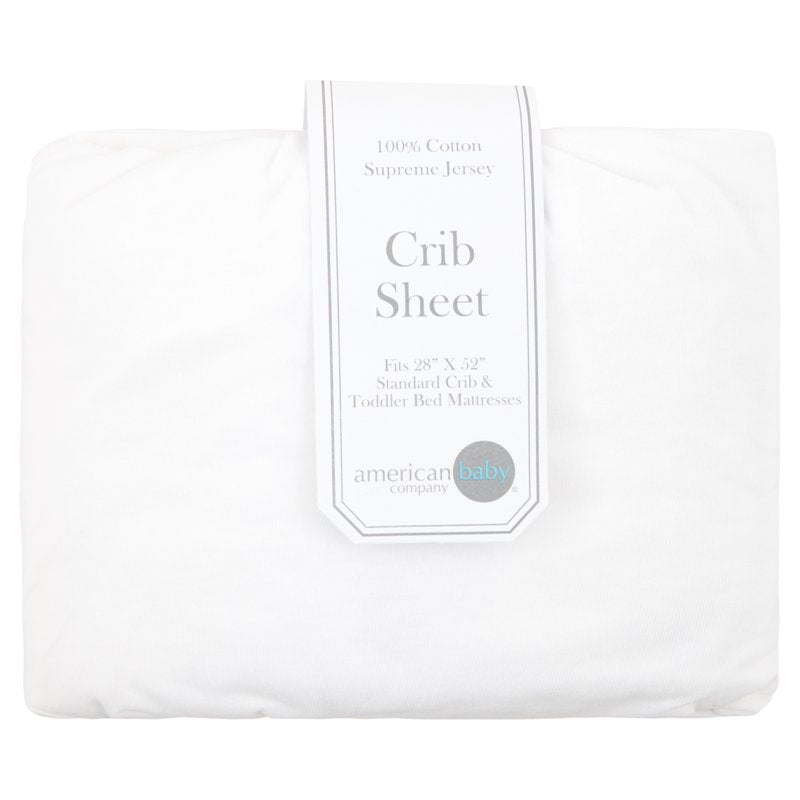 White Crib Sheet 28x52 Inches - Soft Breathable Cotton Jersey Fitted Bedding