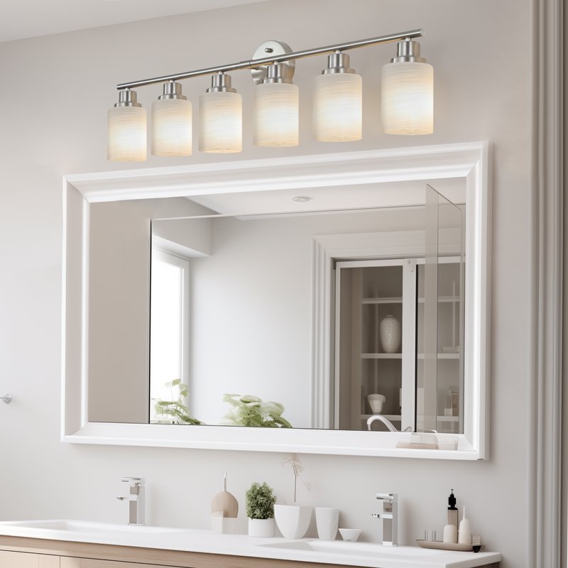 Holaki 39 Inch Modern 6-Light Vanity Wall Sconce - Brushed Nickel with Frosted Glass Shades, No Bulbs Included, Variation of Brushed Nickel, 6